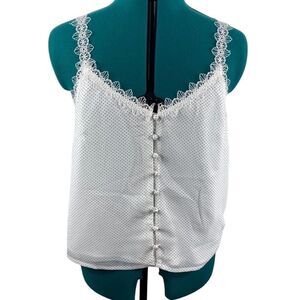 NWT BB Dakota White Lace with Black Dots Blouse- Size M